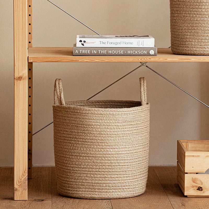 Round Woven Storage Basket with Handles for Stylish Organization-Storage & Organisation-Unique Casa-Unique Casa