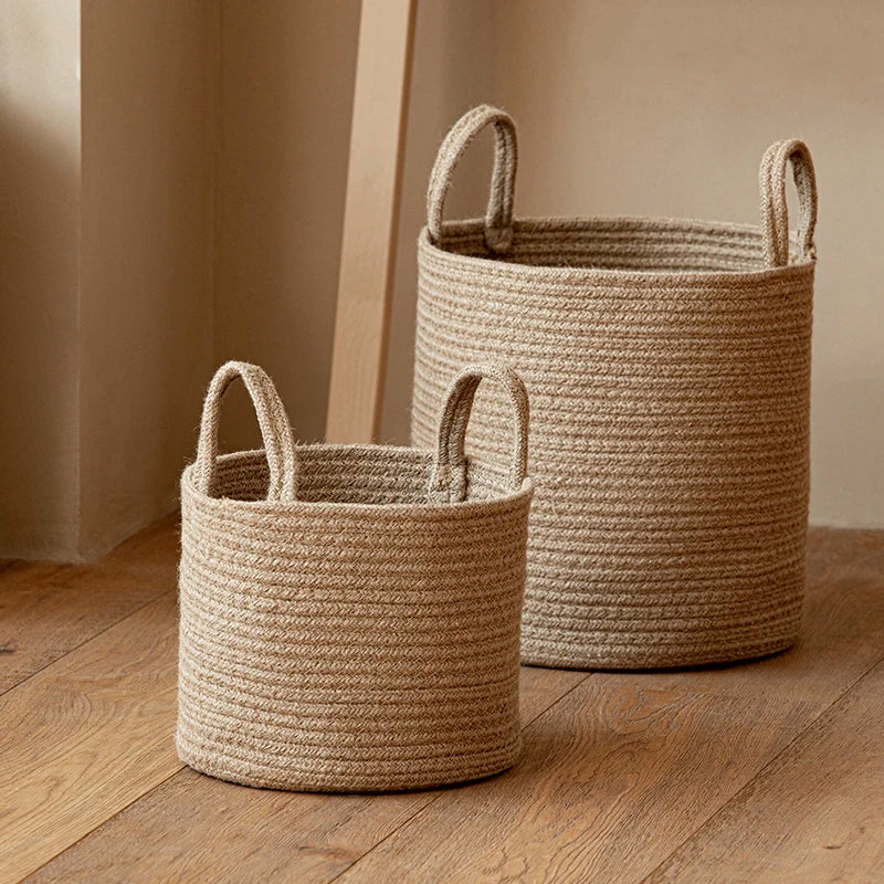 Round Woven Storage Basket with Handles for Stylish Organization-Storage & Organisation-Unique Casa-Unique Casa