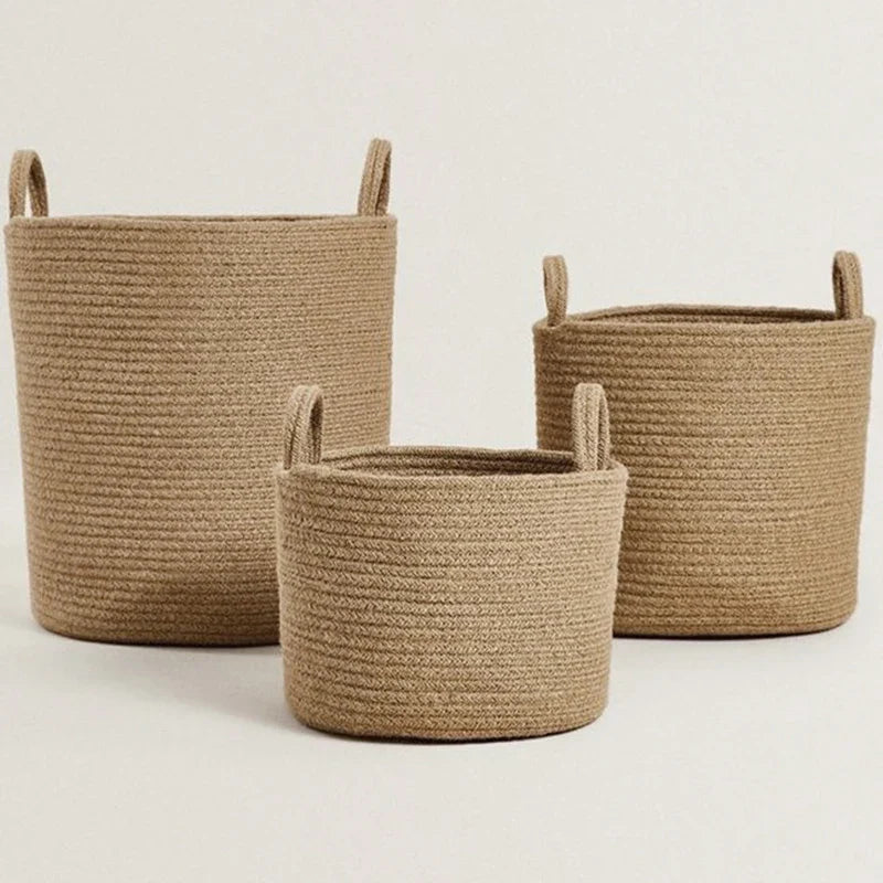 Round Woven Storage Basket with Handles for Stylish Organization-Storage & Organisation-Unique Casa-Unique Casa