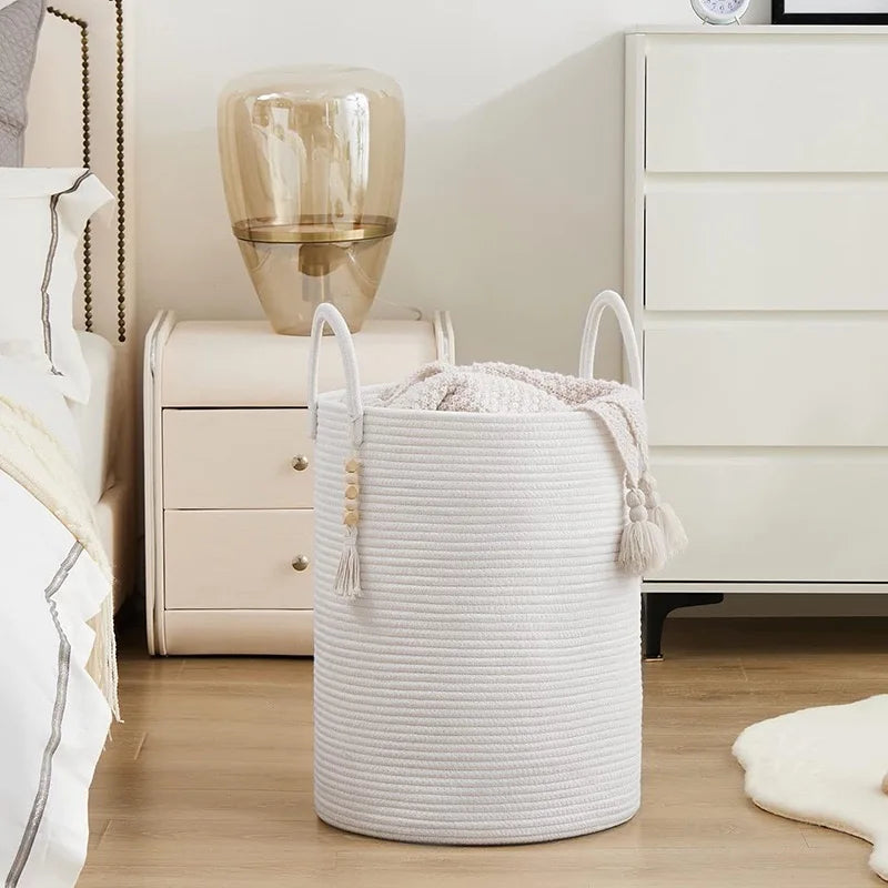 Round Woven Storage Basket with Handles for Stylish Organization-Storage & Organisation-Unique Casa-Unique Casa