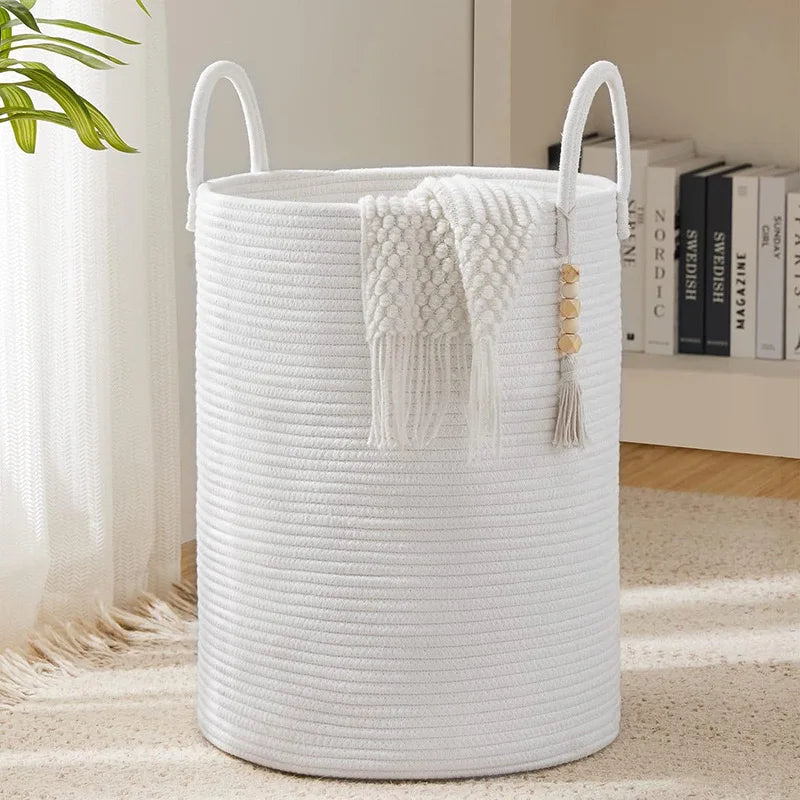 Round Woven Storage Basket with Handles for Stylish Organization-Storage & Organisation-Unique Casa-Unique Casa