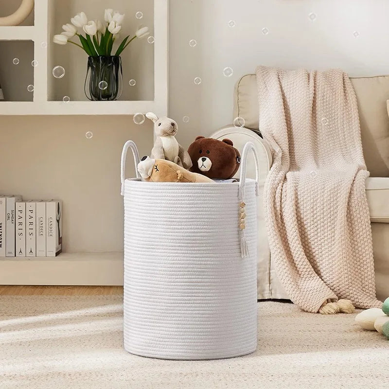 Round Woven Storage Basket with Handles for Stylish Organization-Storage & Organisation-Unique Casa-Unique Casa