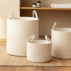 Round Woven Storage Basket with Handles for Stylish Organization-Storage & Organisation-Unique Casa-Unique Casa