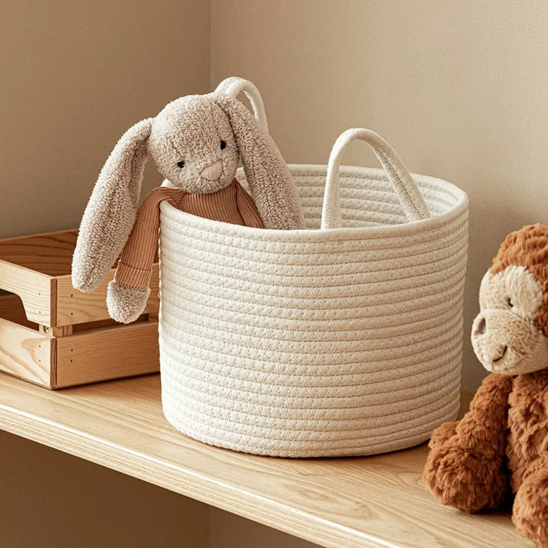 Round Woven Storage Basket with Handles for Stylish Organization-Storage & Organisation-Unique Casa-Unique Casa