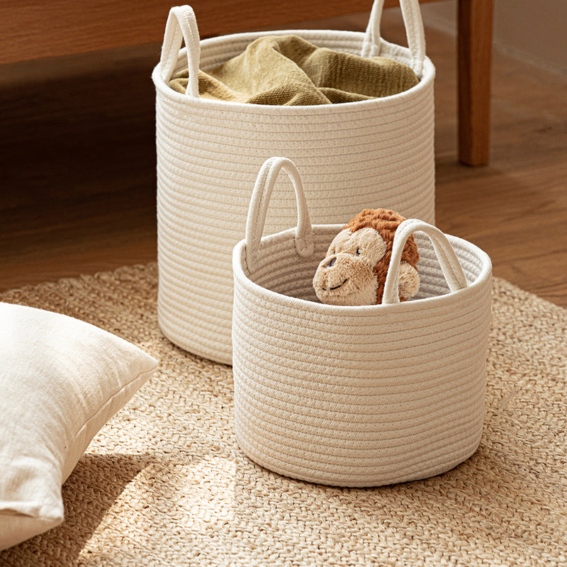 Round Woven Storage Basket with Handles for Stylish Organization-Storage & Organisation-Unique Casa-Unique Casa