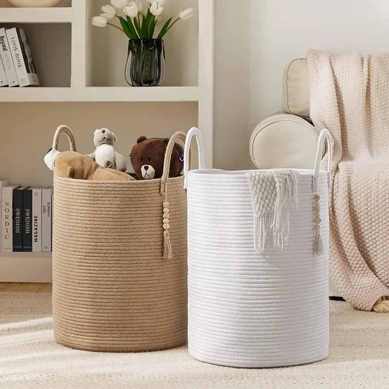 Round Woven Storage Basket with Handles for Stylish Organization-Storage & Organisation-Unique Casa-Unique Casa