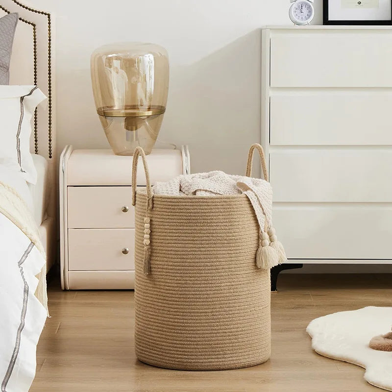Round Woven Storage Basket with Handles for Stylish Organization-Storage & Organisation-Unique Casa-Unique Casa