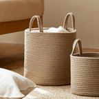 Round Woven Storage Basket with Handles for Stylish Organization-Storage & Organisation-Unique Casa-Unique Casa