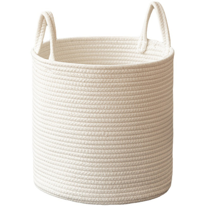Round Woven Storage Basket with Handles for Stylish Organization-Storage & Organisation-Unique Casa-White-Large (35*39cm)-Unique Casa