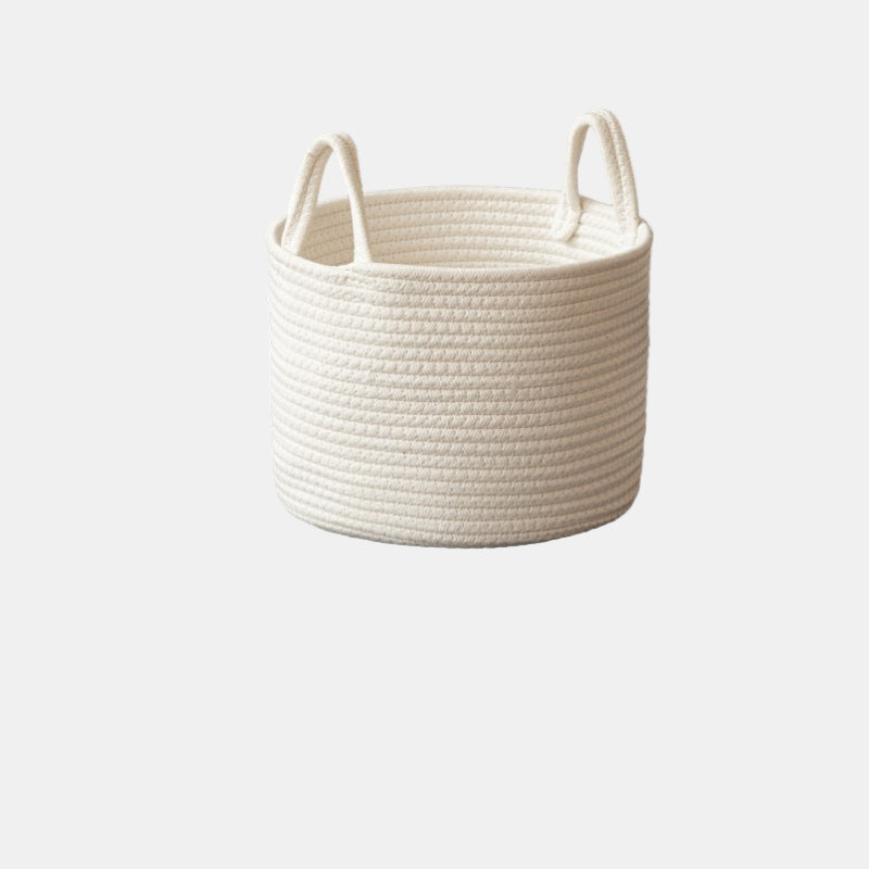Round Woven Storage Basket with Handles for Stylish Organization-Storage & Organisation-Unique Casa-White-Small (20*25cm)-Unique Casa