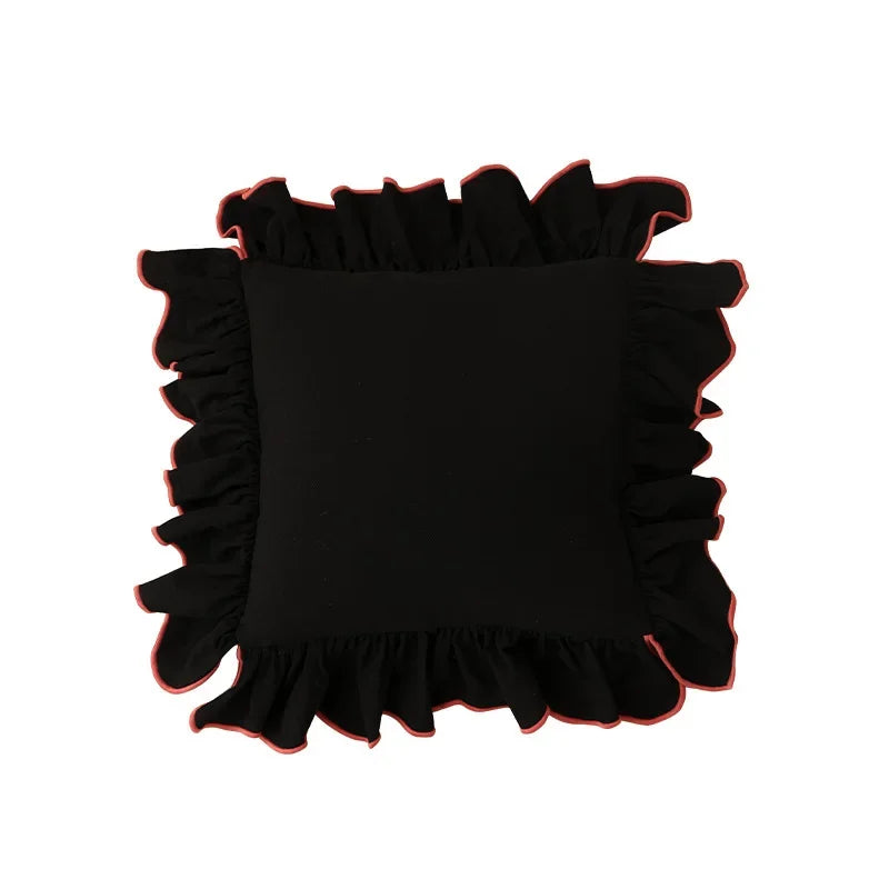 Ruffled Cushion Cover for Elegant Home Styling-Cushions-Unique Casa-Black-Unique Casa