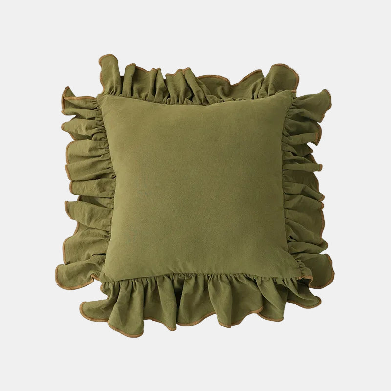 Ruffled Cushion Cover for Elegant Home Styling-Cushions-Unique Casa-Green-Unique Casa