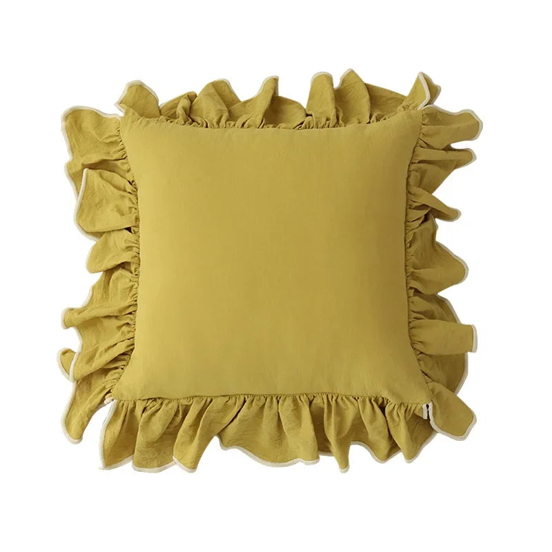 Ruffled Cushion Cover for Elegant Home Styling-Cushions-Unique Casa-Yellow-Unique Casa