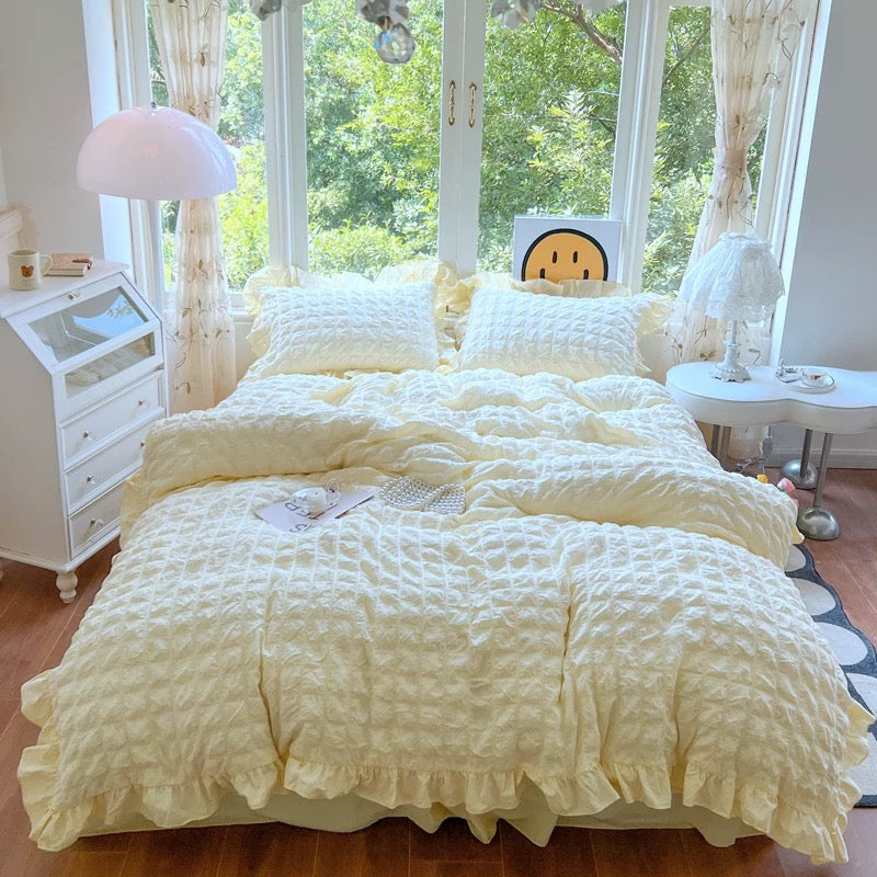 Coquette Princess Bedding Set – Charming and Elegant Comfort for a Royal Bedroom Look-Bedding Set-Unique Casa-Yellow-Single 3 pcs-Unique Casa