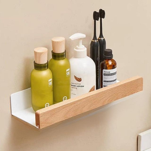 Rustic Bathroom Storage Rack – Drill-Free Organizer for Small Spaces 9