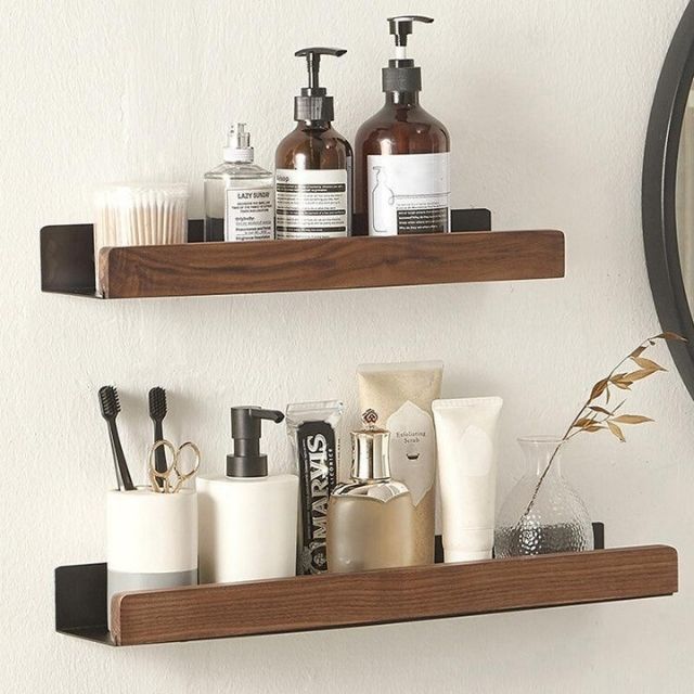 Rustic Bathroom Storage Rack – Drill-Free Organizer for Small Spaces 2