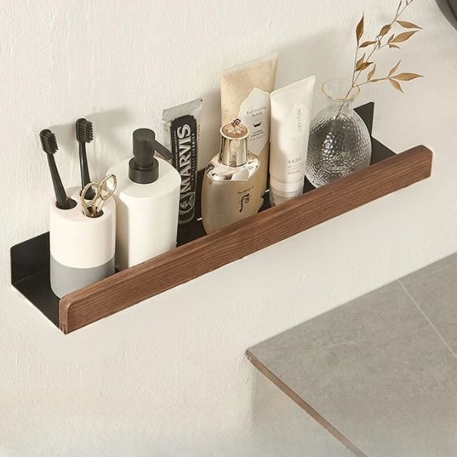 Rustic Bathroom Storage Rack – Drill-Free Organizer for Small Spaces 4