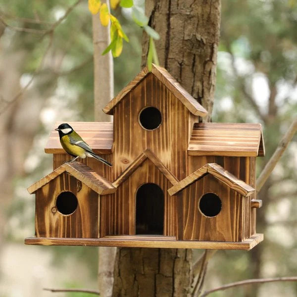 Rustic Birdhouse for Garden – Handcrafted Wooden Shelter for Small Birds-Garden Decor-Unique Casa-Unique Casa