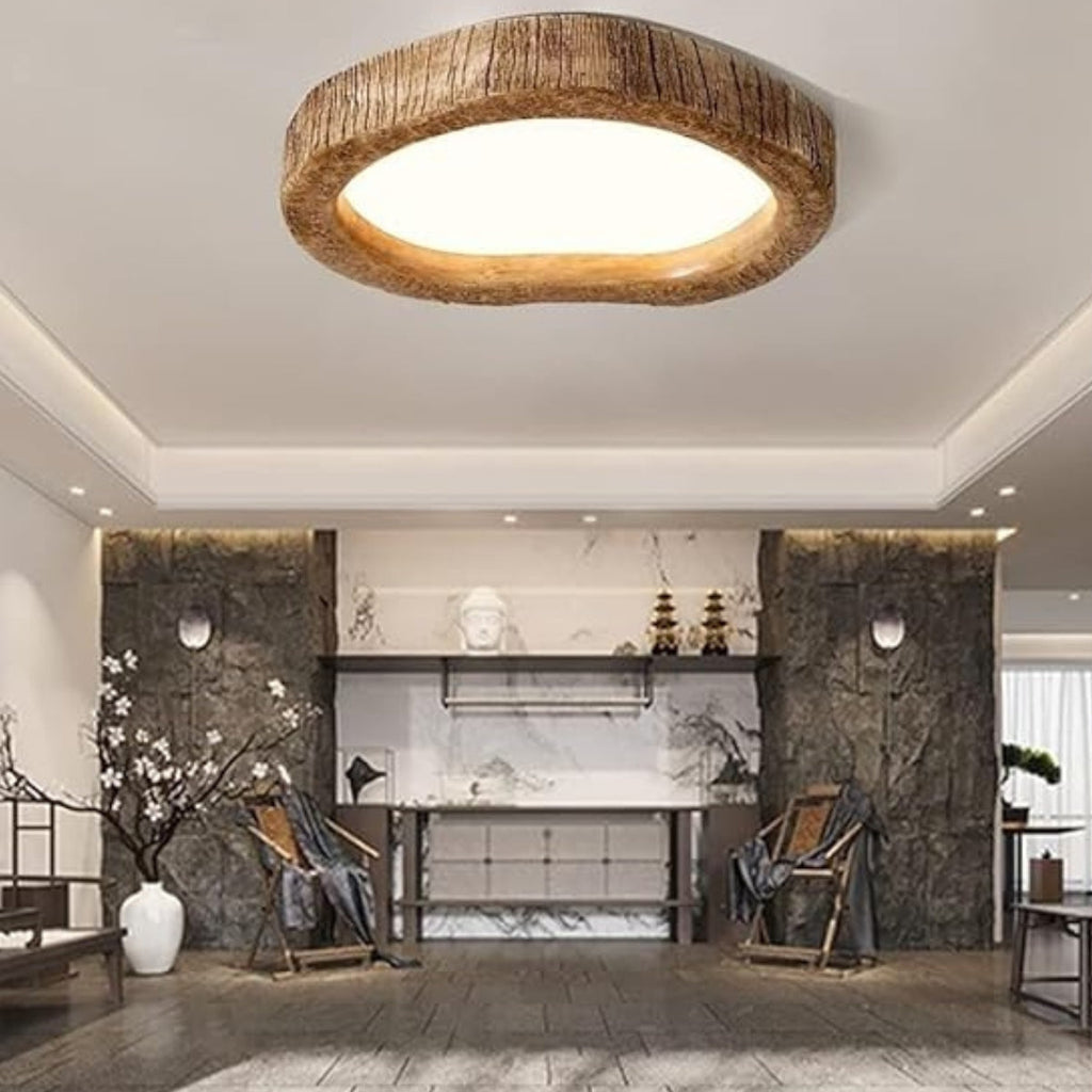 Rustic Flush Mount Ceiling Light with Natural Wood Finish for Home Decor 4