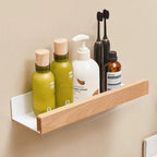 Self-Adhesive Wood Bathroom Shelf – Rustic Bathroom Storage for Essentials 9