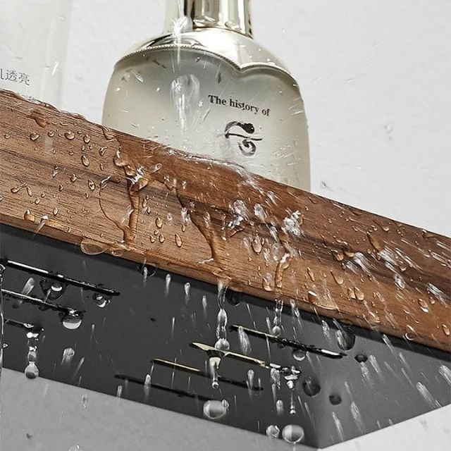 Self-Adhesive Wood Bathroom Shelf – Rustic Bathroom Storage for Essentials 5