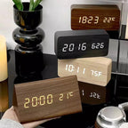 Smart Digital Alarm Clock with LED Display – Wooden Design for Bedroom 1