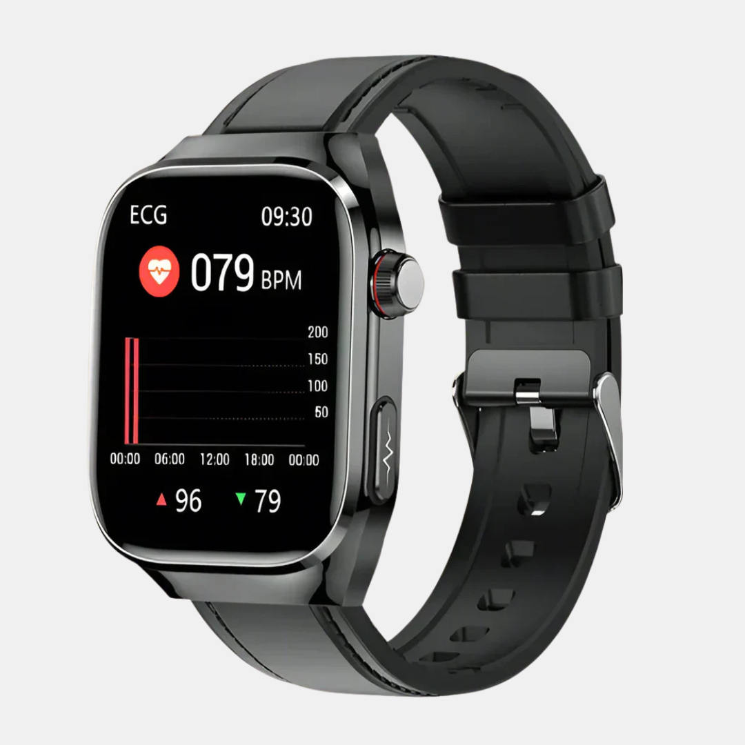 Smartwatch With Heart Rate, Blood Pressure, And Fitness Tracking-Gadgets-Unique Casa-Black Leather-Unique Casa