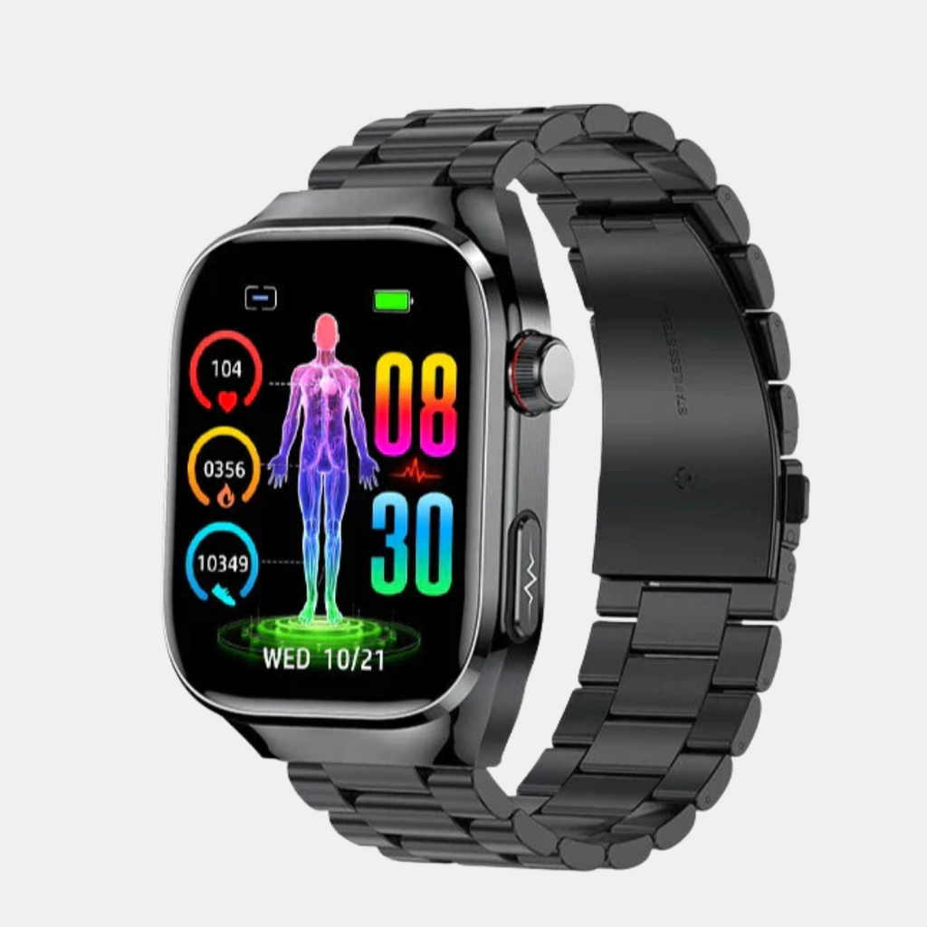 Smartwatch With Heart Rate, Blood Pressure, And Fitness Tracking-Gadgets-Unique Casa-Black steel 2A-Unique Casa