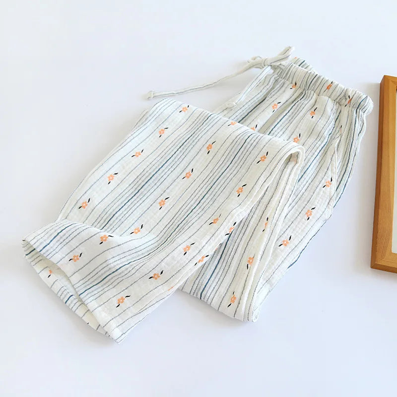 Soft Muslin Cotton Pajama Set for Women – Breathable Sleepwear for All Seasons 8