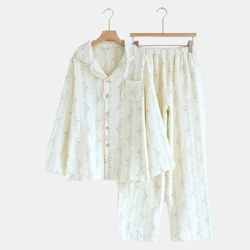 Soft Muslin Cotton Pajama Set for Women – Breathable Sleepwear for All Seasons 0