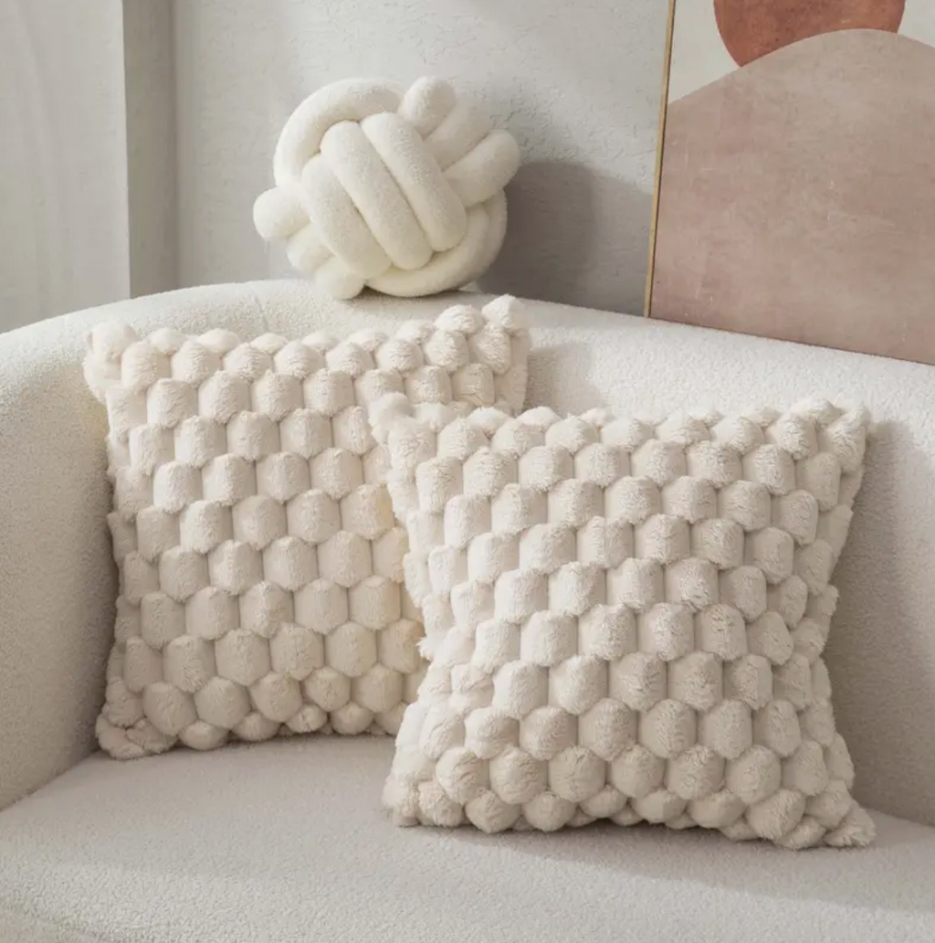 Soft Plush Cushion with Fluffy Cover – 40x40 cm-Cushion Cover-Beige-Unique Casa