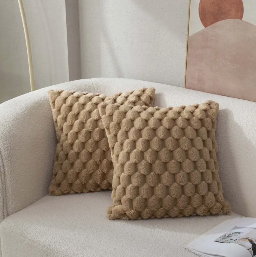 Soft Plush Cushion with Fluffy Cover – 40x40 cm-Cushion Cover-Brown-Unique Casa