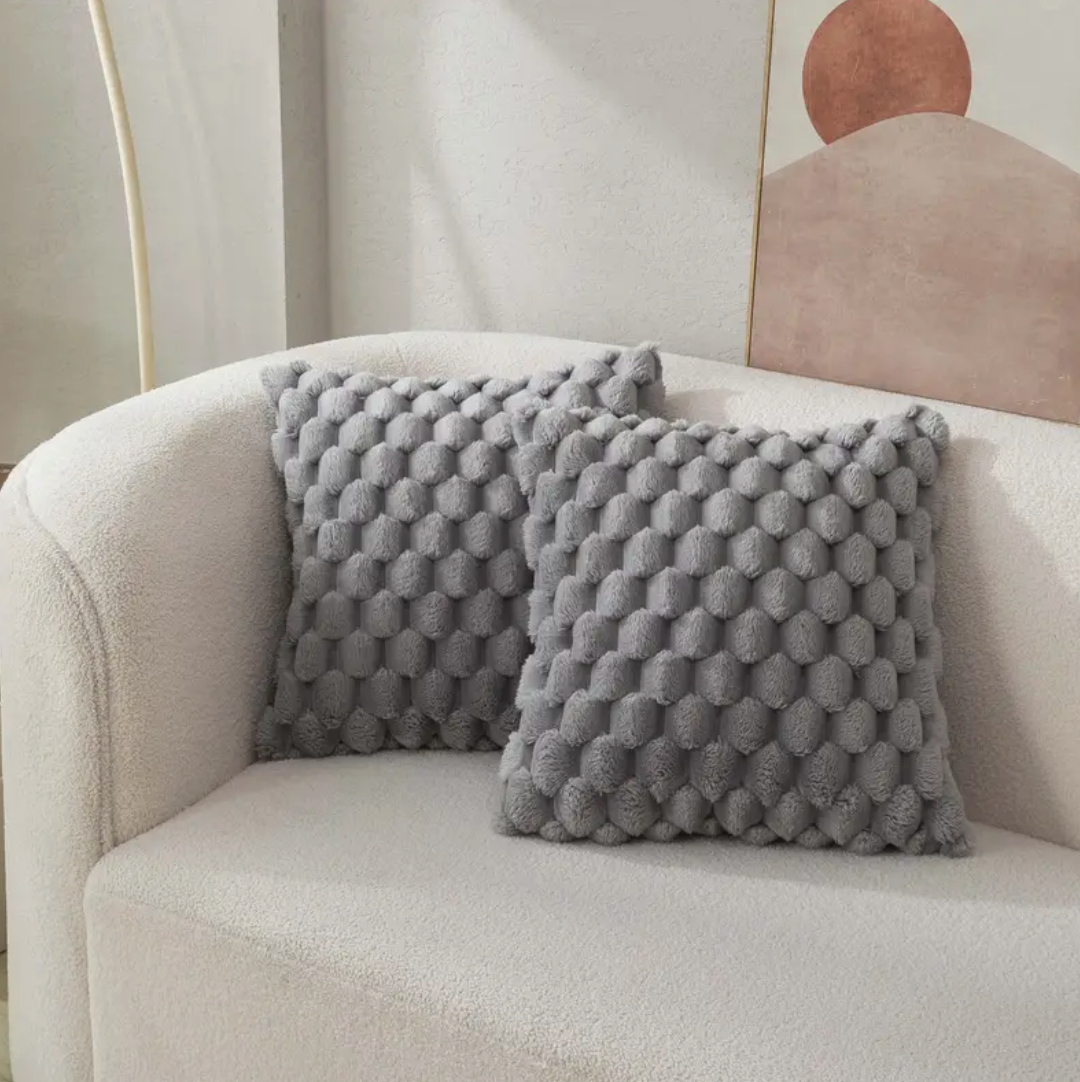 Soft Plush Cushion with Fluffy Cover – 40x40 cm-Cushion Cover-Grey-Unique Casa