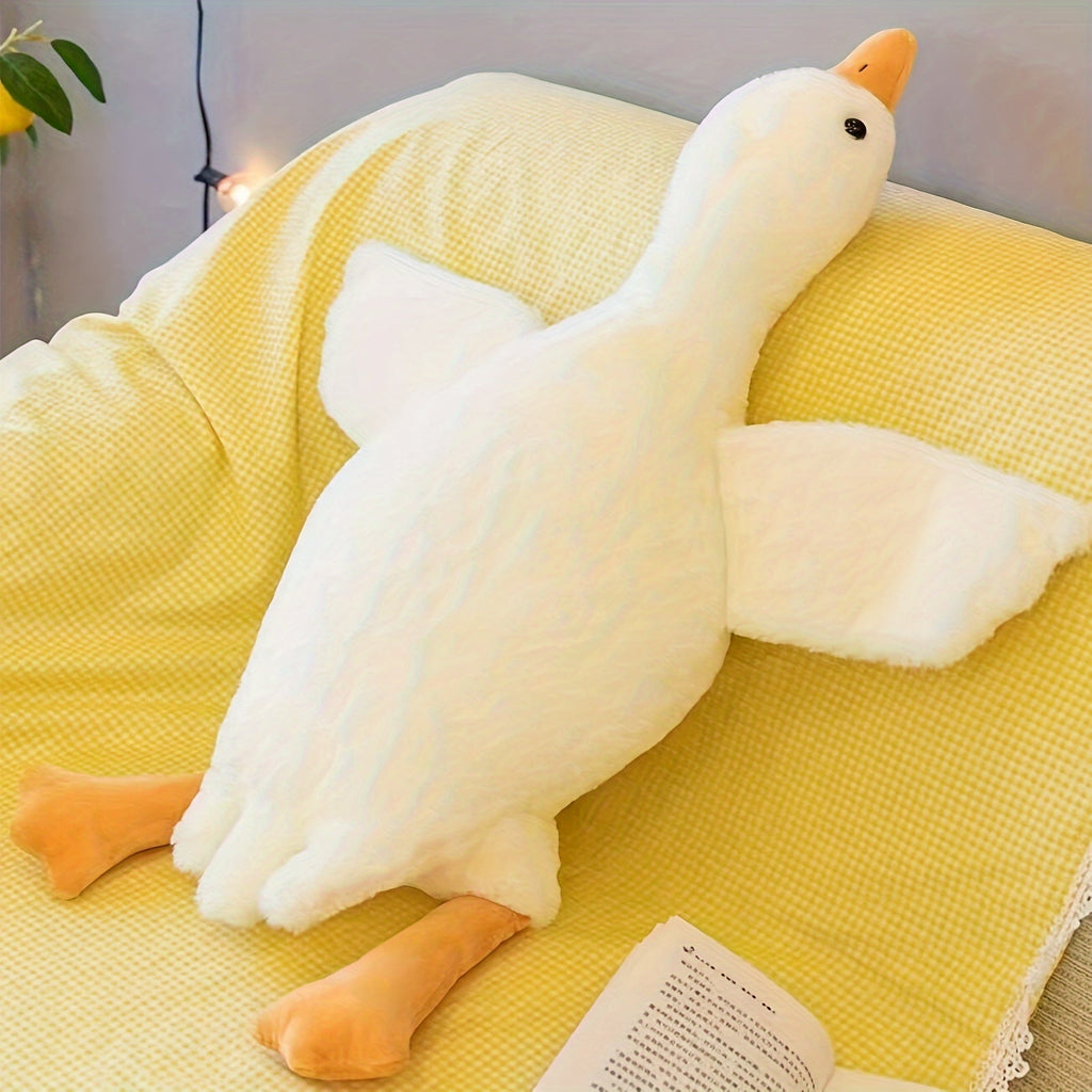 Soft White Plush Duck Toy Large Swan Goose Cuddly Floor Pillow for Kids Room and Home Decor-Stuffed toy-Unique Casa-Unique Casa