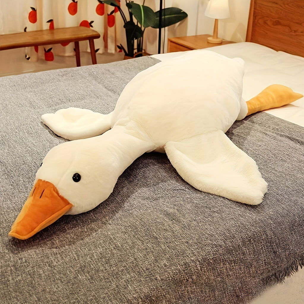 Soft White Plush Duck Toy Large Swan Goose Cuddly Floor Pillow for Kids Room and Home Decor-Stuffed toy-Unique Casa-Unique Casa