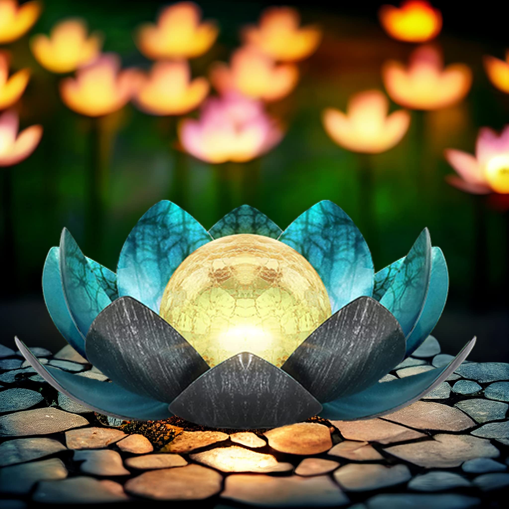 Solar Garden Lights – Elegant Lotus Design for Outdoor Decor and Patios 12