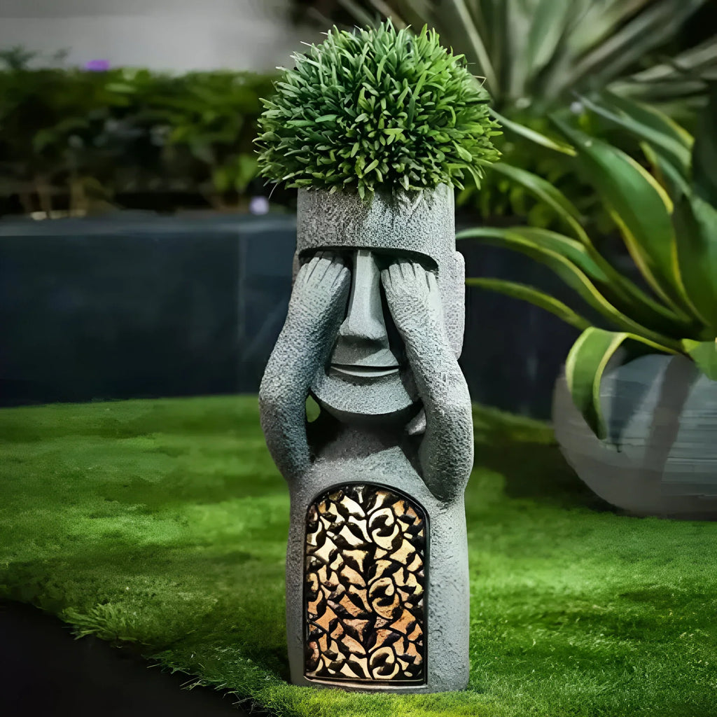 Solar LED Face Planter – Art Meets Light and Nature-Garden Light-Unique Casa-Unique Casa