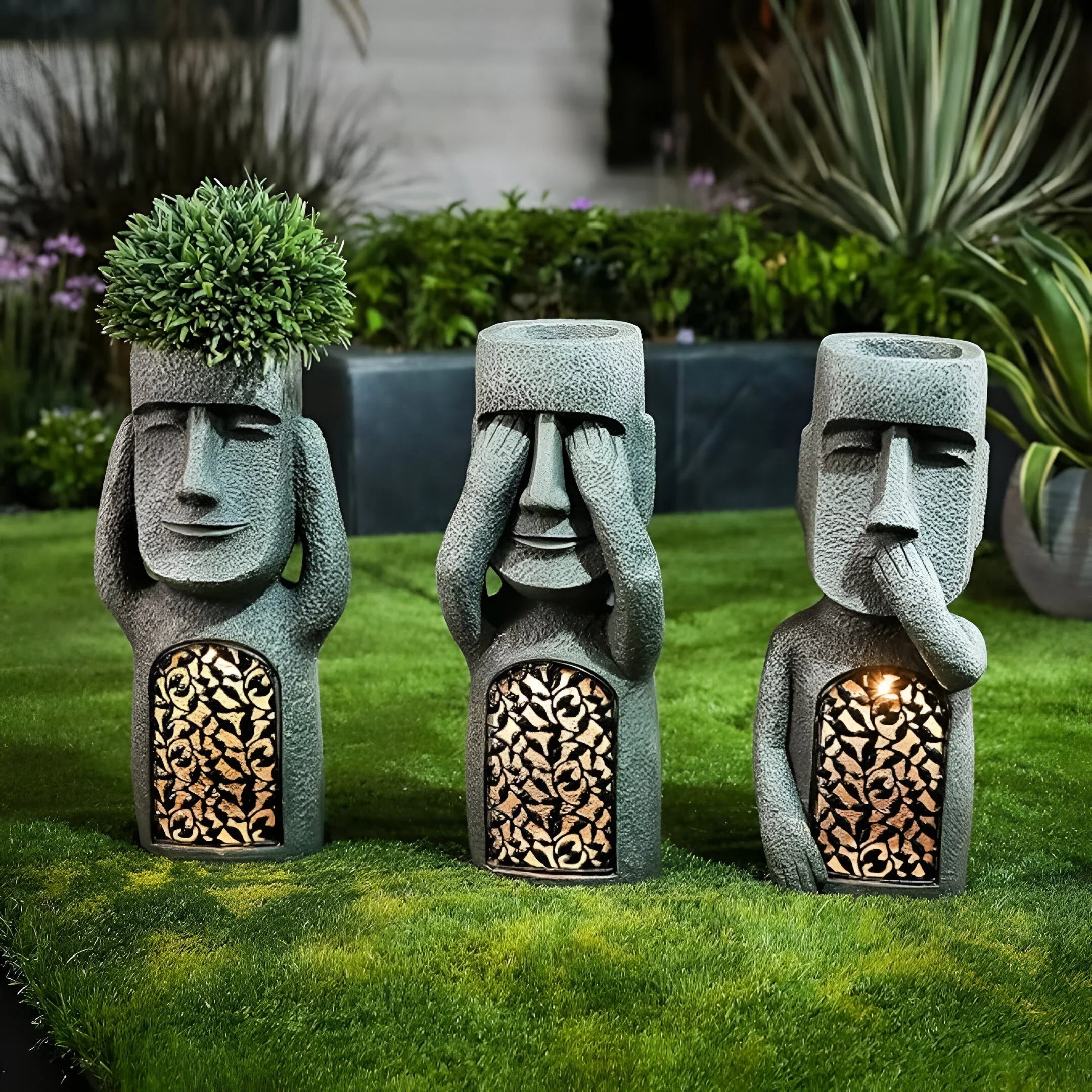Solar LED Face Planter – Art Meets Light and Nature-Garden Light-Unique Casa-Unique Casa