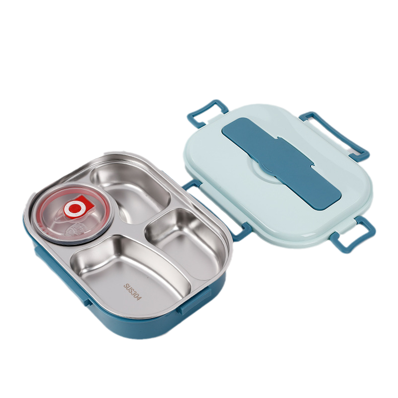 Stainless Steel Bento Lunch Box – Fresh Meals, Anytime & Anywhere-Unique Casa-Blue-4 rooms with soap bowl-Unique Casa