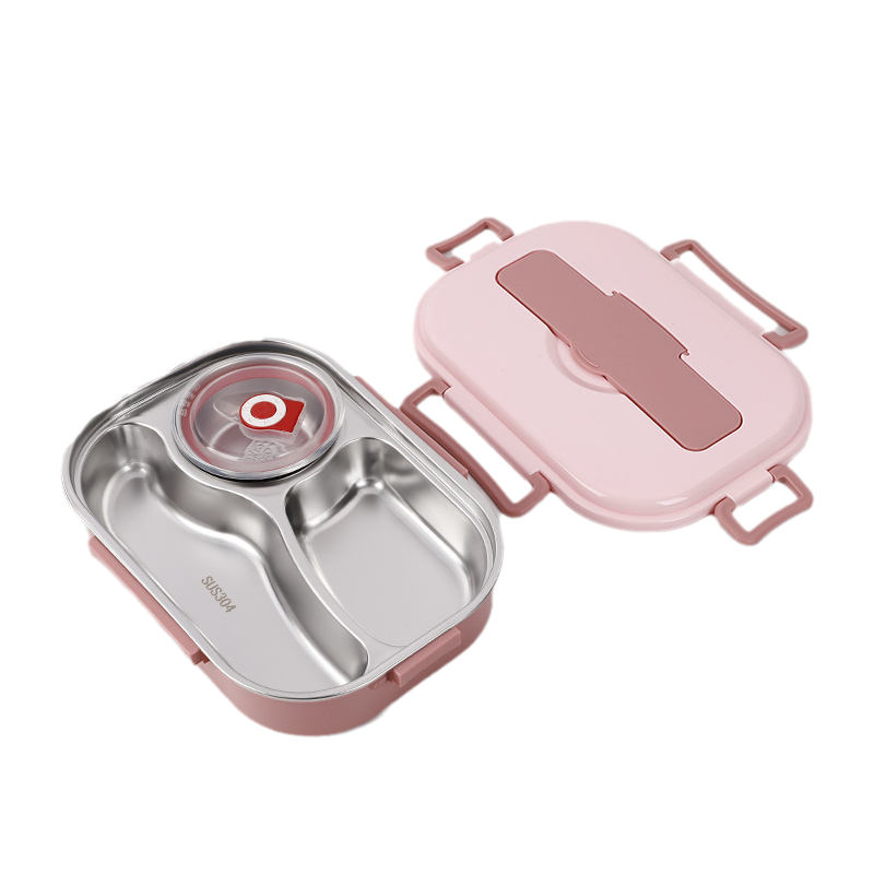 Stainless Steel Bento Lunch Box – Fresh Meals, Anytime & Anywhere-Unique Casa-Pink-3 rooms with soap bowl-Unique Casa