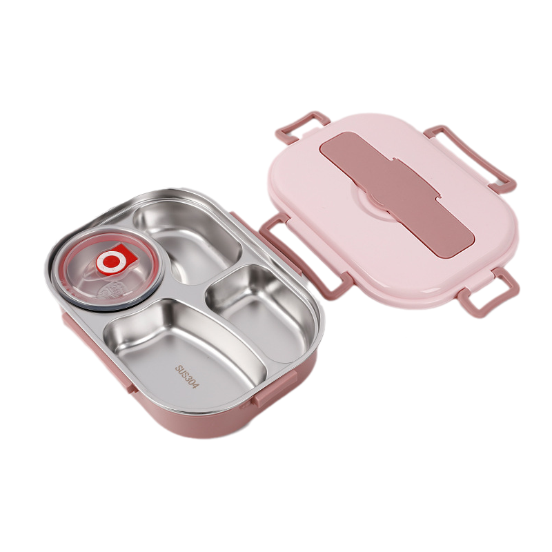 Stainless Steel Bento Lunch Box – Fresh Meals, Anytime & Anywhere-Unique Casa-Pink-4 rooms with soap bowl-Unique Casa