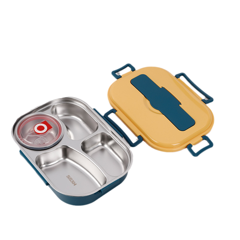 Stainless Steel Bento Lunch Box – Fresh Meals, Anytime & Anywhere-Unique Casa-Yellow-4 rooms with soap bowl-Unique Casa