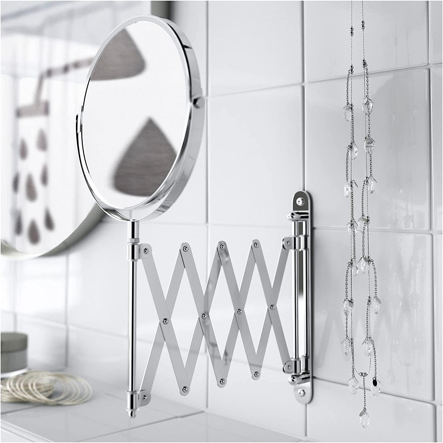 Stainless Steel Wall-Mounted Mirror – 6 ¾" Diameter with 2.5x Magnification-Mirror-Unique Casa-Unique Casa
