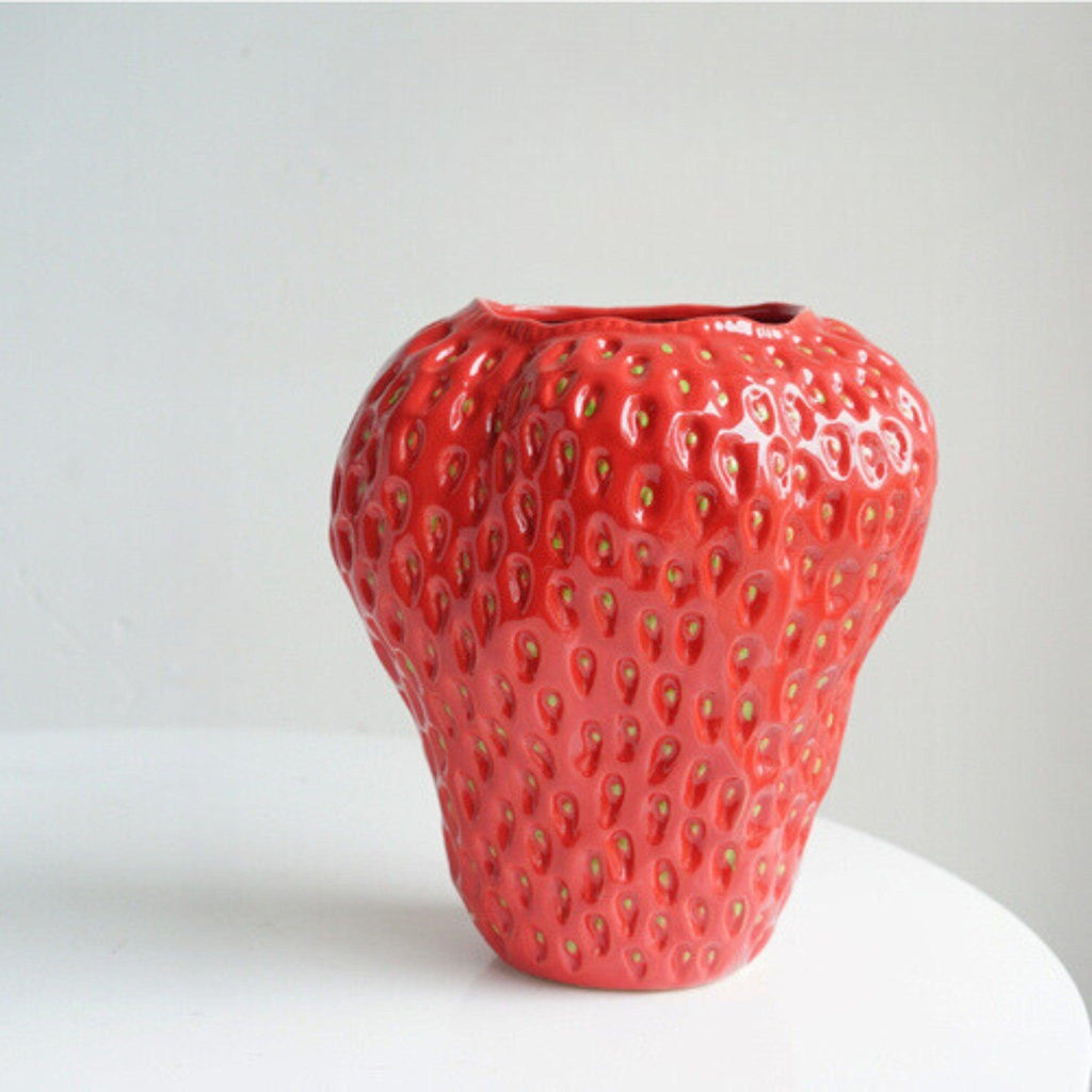 Strawberry-Shaped Ceramic Vase – Unique Flower Holder for Home Decor 11