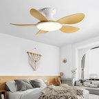 Stylish Ceiling Fan with Dimmable LED Light – Modern Wooden Leaf Design 1