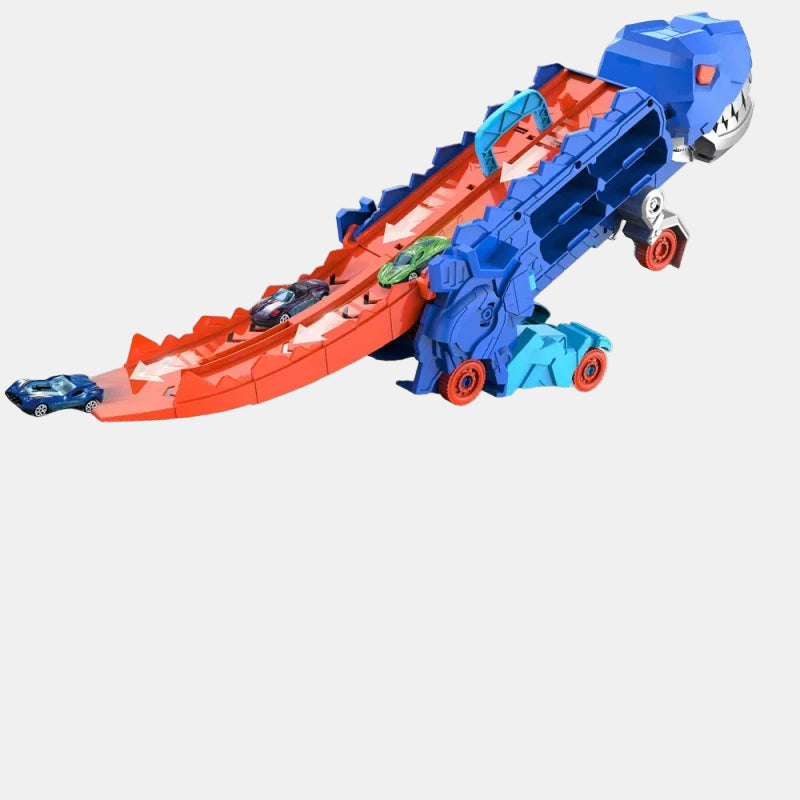 Transforming Dinosaur Race Track Toy – Interactive Car and Dino Playset for Kids-Dinosaur Race Track Toy-Unique Casa-Blue 4 Cars-Unique Casa
