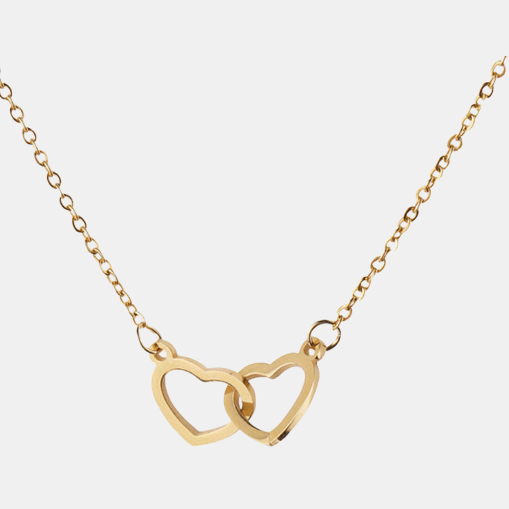 Two Heart Necklace with Rotating Rose – A Symbol of Eternal Love-Necklace-Unique Casa-Gold-Necklace only-Unique Casa