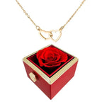 Two Heart Necklace with Rotating Rose – A Symbol of Eternal Love-Necklace-Unique Casa-Gold-Necklace + Rotating rose gift box-Unique Casa