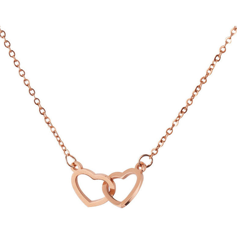 Two Heart Necklace with Rotating Rose – A Symbol of Eternal Love-Necklace-Unique Casa-Rose Gold-Necklace only-Unique Casa