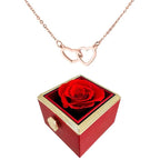 Two Heart Necklace with Rotating Rose – A Symbol of Eternal Love-Necklace-Unique Casa-Rose Gold-Necklace + Rotating rose gift box-Unique Casa